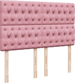 vidaXL Κρεβάτι Boxspring με Στρώμα Ροζ 160x200 εκ. Βελούδινο