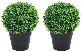 vidaXL Πυξάρι Τεχνητό σε Σχήμα Μπάλας 2 τεμ. Πράσινα 37 εκ. με Γλάστρα