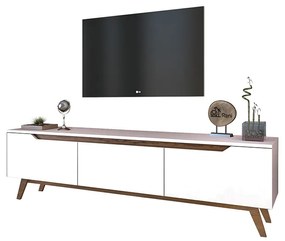 Intrahome Έπιπλο τηλεόρασης ANDESINA Intrahome λευκό-καρυδί 180x35x48,5εκ | SKU: INTRAPA-293111119