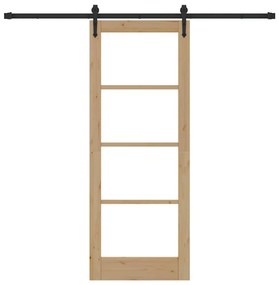 vidaXL Συρόμενη Πόρτα Χειροκίνητος Καφέ 78 x 202 εκ. Ξύλο και μέταλλο