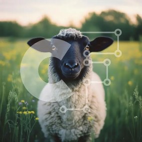 Intra Συλλεκτικό Ξύλινο Παζλ Plywood 4mm - Πρόβατα σε ένα ανθισμένο λιβάδι Σε Ξύλινο Κουτί - Διαστάσεις: 10x10 cm – 25 κομμάτια