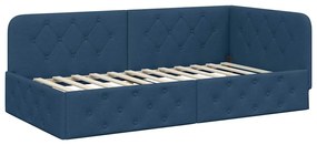 vidaXL Κρεβάτι Γωνίας Μπλε 90 x 200 cm ύφασμα