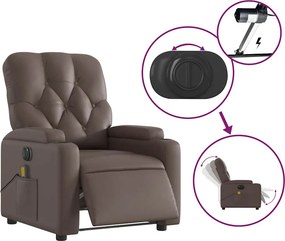 vidaXL Πολυθρόνα Μασάζ Ηλεκτρική Ανακλινόμενη Καφέ από Συνθετικό Δέρμα