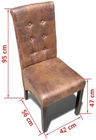 Καρέκλες Τραπεζαρίας 6 τεμ. Καφέ από Συνθετικό Δέρμα - Καφέ