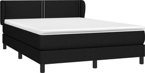 vidaXL Κρεβάτι Boxspring με Στρώμα Μαύρο 140x190 εκ. Υφασμάτινο