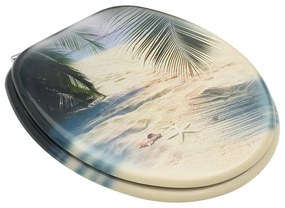 Κάλυμμα Λεκάνης με Καπάκι Σχέδιο Παραλία από MDF - Πολύχρωμο