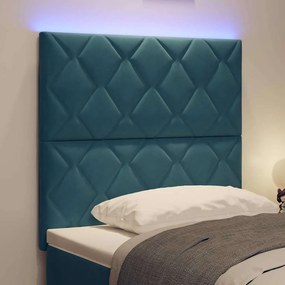 vidaXL LED κεφαλάρι Σκούρο Μπλε 100 cm Βελούδο