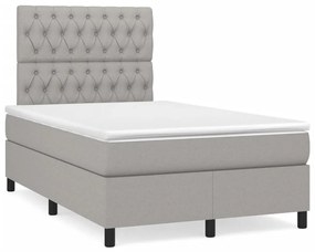 vidaXL Κρεβάτι Boxspring με Στρώμα Ανοιχτό Γκρι 120x190 εκ. Υφασμάτινο