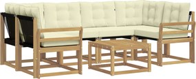vidaXL Σειρά Καναπέ Εξωτερικού με μαξιλάρι 7 pcs Λευκό και Κρεμ