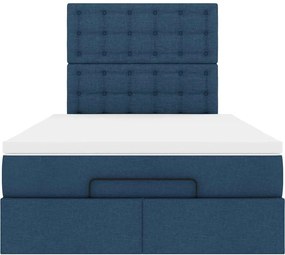 vidaXL Οθωμανικό κρεβάτι με στρώμα μπλε 120x200cm ύφασμα
