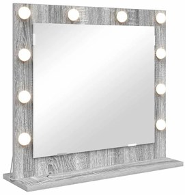 vidaXL Καθρέφτης Vanity με LED Φώτα Γκρι Σονομά 60x55x18 εκ