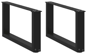 Πόδια Τραπεζιού Σαλονιού σε Σχήμα U 2 τεμ. Μαύρο 70x(30-31) εκ. Ατσάλι