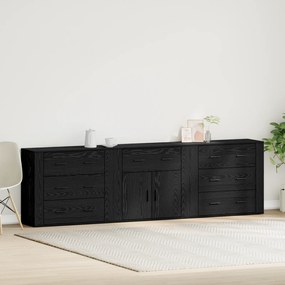 vidaXL Sideboards 3 τεμάχια Μαύρος Δρυς Επεξεργασμένο Ξύλο