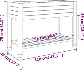 vidaXL Ζαρντινιέρα Κήπου Υπερυψωμένη Λευκή 110x45x79 εκ. Πολυπρ/λένιο
