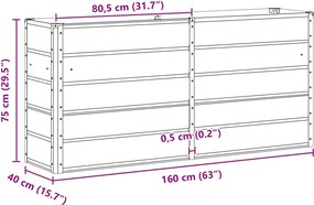 vidaXL Γλάστρα Πράσινο 160 x 40 x 75 εκ. Ατσάλι