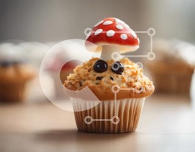 Intra Συλλεκτικό Ξύλινο Παζλ Plywood  4mm - Πολύχρωμο Cupcake με Διακόσμηση Μανιταριών Σε Ξύλινο Κουτί - Διαστάσεις: 10x10 cm – 25 κομμάτια