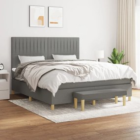 Κρεβάτι Boxspring με Στρώμα Σκούρο Γκρι 180x200 εκ Υφασμάτιν