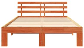 vidaXL Σκελετός Κρεβατιού Καφέ 135 x 190 cm Μασίφ ξύλο πεύκου