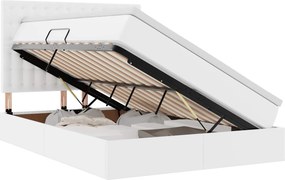 vidaXL Κρεβάτι Αποθήκης Καθαρό Λευκό 140 x 200 cm Τεχνητό Δέρμα