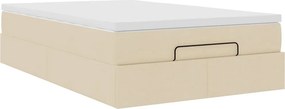vidaXL Οθωμανικό κρεβάτι με στρώμα Creme 120x190 cm Ύφασμα