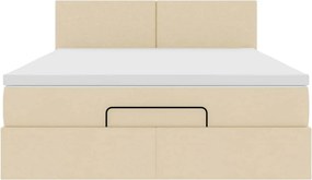 vidaXL Οθωμανικό κρεβάτι με στρώμα Cream 140x200cm ύφασμα