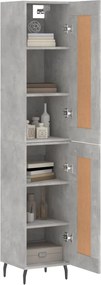 vidaXL Ντουλάπι Γκρι Σκυροδέματος 34,5x34x180 εκ. Επεξεργασμένο Ξύλο