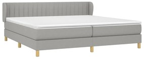 Κρεβάτι Boxspring με Στρώμα Ανοιχτό Γκρι 200x200 εκ. Υφασμάτινο - Γκρι