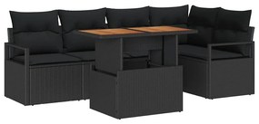 vidaXL Σετ Καναπέ Κήπου με αποθήκευση 6 pcs Μαύρο Πολυ ράταν