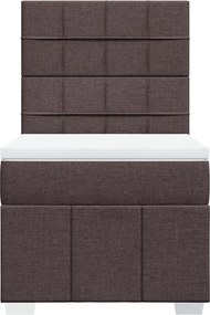 vidaXL Κρεβάτι Boxspring με Στρώμα Σκούρο Καφέ 100x200 εκ. Υφασμάτινο