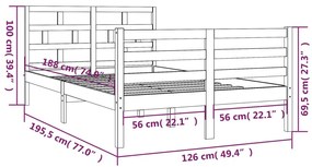 Πλαίσιο Κρεβατιού 120 x 190 εκ. από Μασίφ Ξύλο Small Double - Καφέ