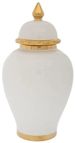 Βάζο Με Χρυσό Γείσο 88531 18x33cm Gold-White Κεραμικό