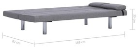 Καναπές - Κρεβάτι με Δύο Μαξιλάρια Ανοιχτό Γκρι από Πολυεστέρα - Γκρι