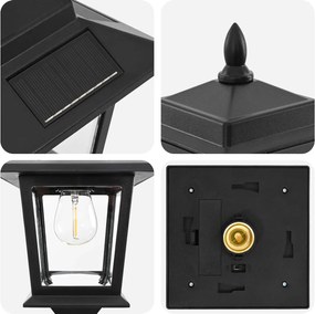 vidaXL Σετ Στύλων Λαμπτήρα with LED Bulb 2 τμχ. Μαύρο 16 x 16 x 156 εκ