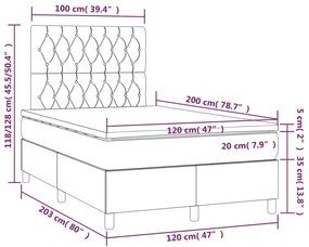 Κρεβάτι Boxspring με Στρώμα &amp; LED Μπλε 120x200 εκ. Υφασμάτινο - Μπλε