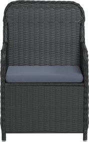 vidaXL Σετ Τραπεζαρίας Κήπου 3 Τεμαχίων Μαύρο με Μαξιλάρια