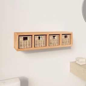 vidaXL Ράφι Τοίχου με Καλάθια 62 x 18 x 16 εκ. από Μασίφ Ξύλο Καρυδιάς