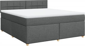 vidaXL Κρεβάτι Boxspring με Στρώμα Σκούρο Γκρι 180x200 εκ Υφασμάτιν