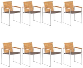 vidaXL Καρέκλες Κήπου 8 τεμάχια από Μασίφ Ξύλο Teak με Μαξιλάρια