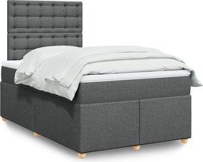 vidaXL Κρεβάτι Boxspring με Στρώμα Σκούρο Γκρι 120x200 εκ. Υφασμάτινο