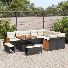 vidaXL Σετ Καναπέ Κήπου 12 pcs Μαύρο και κρεμ 100 x 100 x 71 cm