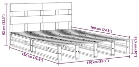 Σκελετός Κρεβ. Χωρίς Στρώμα Λευκό 140x190 εκ Μασίφ Πεύκο - Λευκό