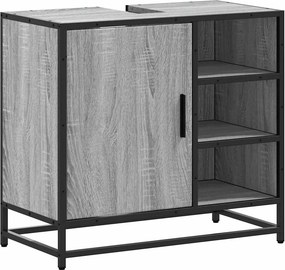 vidaXL Ντουλάπι νιπτήρα μπάνιου γκρι Sonoma 65x33x60 cm
