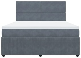 vidaXL Κρεβάτι Boxspring με Στρώμα Σκούρο Γκρι 180x200 εκ. Βελούδινο