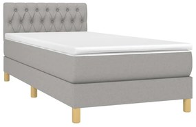 Κρεβάτι Boxspring με Στρώμα Ανοιχτό Γκρι 80x200 εκ. Υφασμάτινο - Γκρι