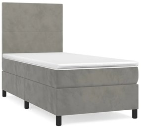 ΚΡΕΒΑΤΙ BOXSPRING ΜΕ ΣΤΡΩΜΑ ΑΝΟΙΧΤΟ ΓΚΡΙ 90X190 ΕΚ. ΒΕΛΟΥΔΙΝΟ 3142875