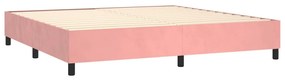 vidaXL Κρεβάτι Boxspring με Στρώμα &amp; LED Ροζ 200x200 εκ. Βελούδινο