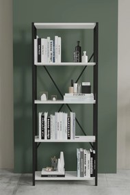 Stewehome Μεταλλική βιβλιοθήκη με 5 ράφια Λευκό 55x26x151 cm