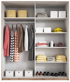 Ντουλάπα Συρόμενη Kappa-200 x 61 x 210 εκ.-Καρυδί - Μαύρο