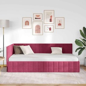 vidaXL Κρεβάτι Γωνίας με κεφαλάρι Μπορντό 90 x 200 cm Βελούδο