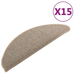 vidaXL Πατάκια Σκαλιών 15 τεμ. Καφέ Ημίστρογγυλά Μεγάλα 65x21x4 εκ.